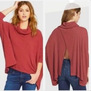 🍁NWOT Free People Beach World Traveler Cowl Neck Sweater - Rust